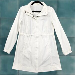 Eileen Fisher woman lightweight organic cotton/nylon hooded anorak jacket